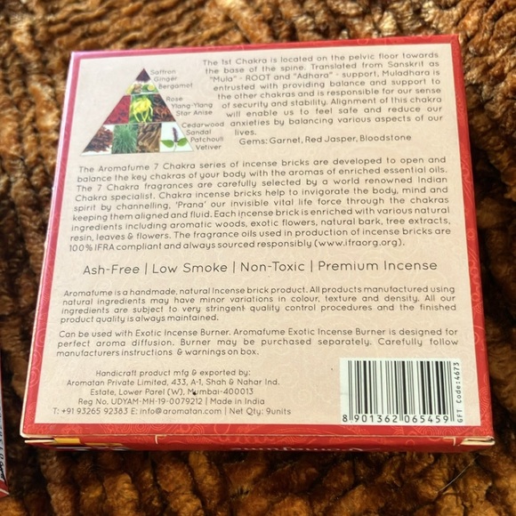 Aromafume Muladhara Root Chakra Smokeless Incense. 27 + 3 bricks/3 packages - Picture 3 of 6